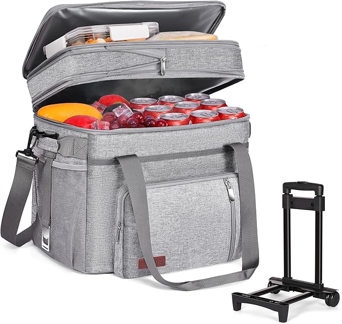 MIYCOO Soft Double Deck Cooler Bag - 60-Can Leakproof Insulated Portable Lunch Cooler, Extra Large Expandable Ice Chest Cooler for Beach, Picnic, Camping, Shopping