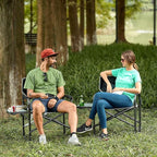 TIMBER RIDGE Lightweight Oversized Camping Chair, Aluminum Directors Chair with Side Table for Outdoor Camping, Lawn, Picnic and Fishing, Supports 400lbs, Black 2PCS