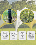 NACETURE Flag Pole Anchors 2 Pack - Grass Umbrella Anchors Stand - Heavy Duty Stainless Steel 304 Steel Pole Holder Ideal as Camping Tent Holder, Sand Auger, Telescoping Tarp Poles