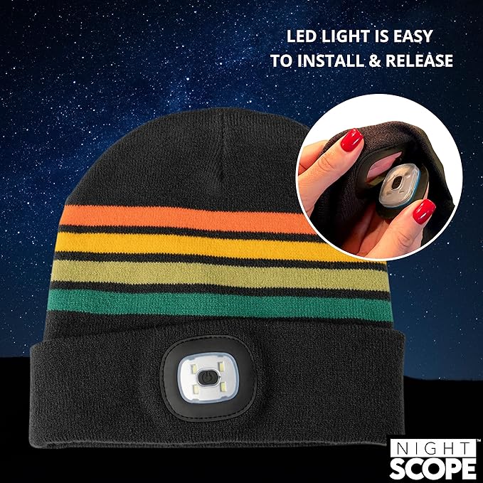 Classic Rechargeable LED Warm Knit Beanie Head Light Hat Headlamp for Outdoor Activities