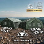 Coody Inflatable Canvas Camping Tents with Stove Jack – Premium Air Beam Family Glamping Tent, Breathable Cotton Canvas, Fast Setup Air Tent with Pump