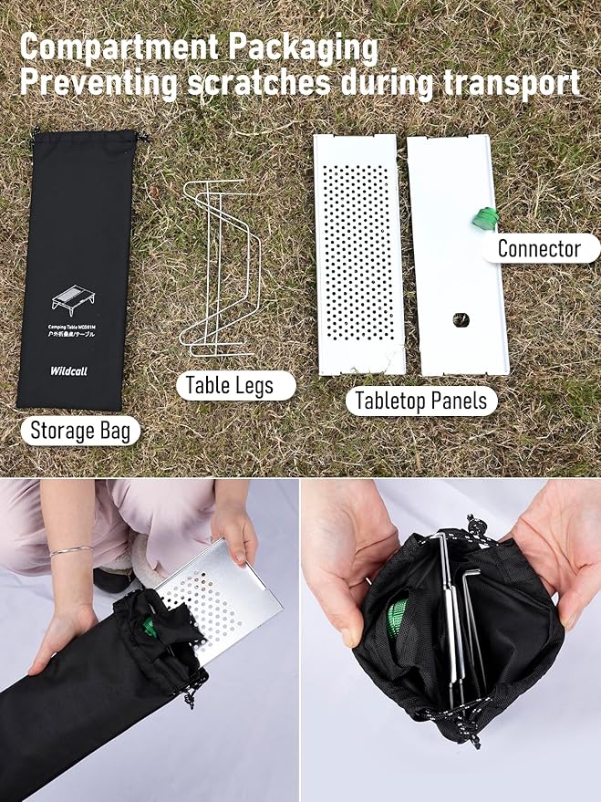 WildCall Mini Solo Folding Table with Gas Connector Ultralight Compact with Carry Bag for Backpacking, Camping, Hiking, Beach