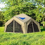 Coody Inflatable Canvas Camping Tents with Stove Jack – Premium Air Beam Family Glamping Tent, Breathable Cotton Canvas, Fast Setup Air Tent with Pump