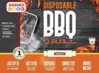The Kosher Cook Disposable Charcoal Grill - Ready To Use Portable Bbq Grill - Easy To Light Portable Charcoal Grill Kosher