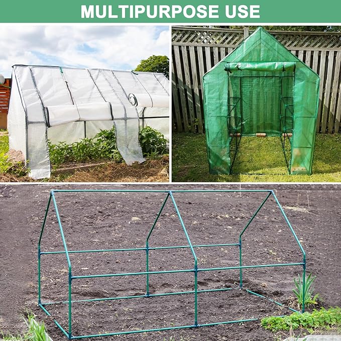 4 Pcs 19mm Greenhouse Frame Building Connectors, 3 Way Right Angle Pipe Fitting for Grape Trellis/Sunscreen Shed/Gardening Plant Stakes, Greenhouse Accessories [Green]