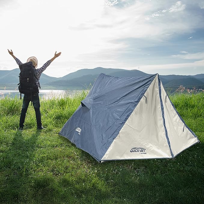 CLAM Quick-Set A-Frame Tent, 8 x 8 Ft Portable Outdoor Hiking Camping Shelter, Apex