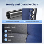 MAISON ARTS Oversized XXL Padded Zero Gravity Chair, 30" Wide Seat Foldable Patio Recliner, Anti Gravity Outdoor Lawn Chair with Cup Holder & Pillow, Supports 400lbs, Blue & Grey