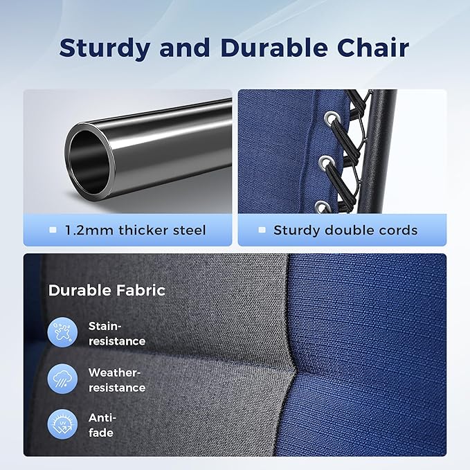MAISON ARTS Oversized XXL Padded Zero Gravity Chair, 30" Wide Seat Foldable Patio Recliner, Anti Gravity Outdoor Lawn Chair with Cup Holder & Pillow, Supports 400lbs, Blue & Grey