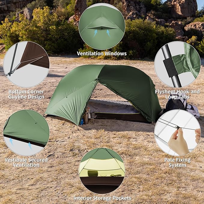 Naturehike Mongar Base 2-3 Person Camping Tent, Lightweight Waterproof Backpacking Tent with Footprint