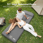 Self-Inflating Sleeping Pad for Camping, 3.1" Ultra-Thick Outdoor Camping Mat with Pillow & 9.5 R-Value, Insulated All-Season Foam Sleeping Pad for Camping Travel Tent Car,Gray