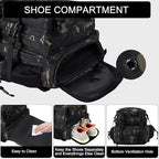 LHI Military Tactical Backpack for Men and Women 45L Army 3 Days Assault Pack Bag Large Rucksack with Shoe Compartment - Black CP