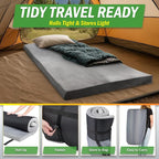 Memory Foam Camping Mattress - 3.5-Inch Thick Sleeping Pad for Camping Gear - Dual-Layer Roll Up Portable Bed for Car, Truck, Camp Tent, Cot Mattress, or Sleepover Guests by Wakeman Outdoors (Gray)