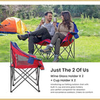 ARROWHEAD OUTDOOR Portable Folding Double Duo Camping Chair Loveseat w/ 2 Cup & Wine Glass Holder, Carrying Bag, Supports up to 500lbs