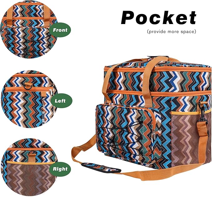 Soft Collapsible Insulated Sided Cooler - 60 Can Large Leakproof Picnic Beach Meal Prep Portable Travel Cooler for Shopping, Kayaking, Road Trips