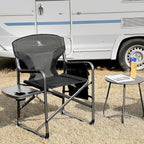 EVER ADVANCED Aluminum Lightweight Folding Director Chair, 350lbs Heavy Duty Camping Chair with Side Table & Storage, 19" Joint-Friendly Height Easy to Stand, Portable Makeup Artist & Vendor Chair