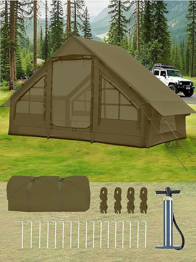 Inflatable Tents for Camping - Easy Blow Up Glamping Tent with Hand Pump, Waterproof PVC Air Inflatable Tent House for Family Weekend Camping