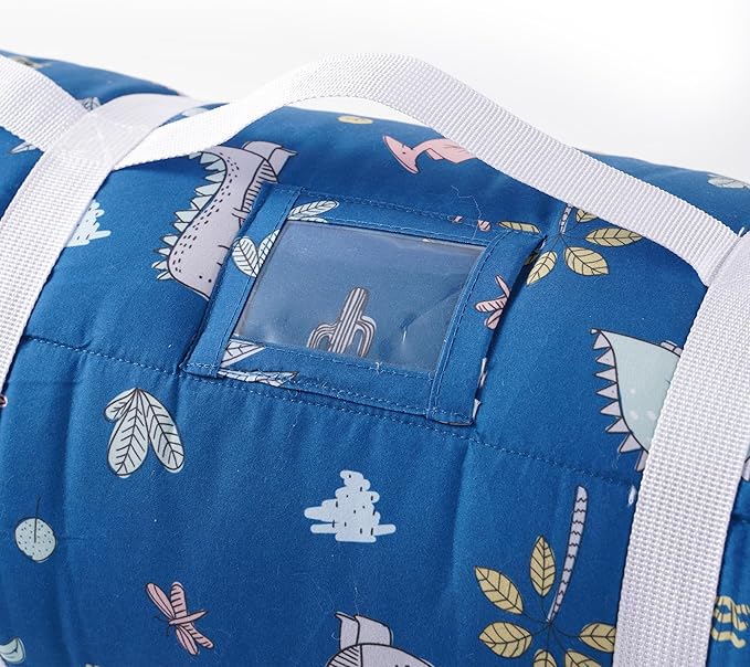 Bunnikins & Clover Toddler Nap Mat with Removable Pillow, Nap Mats for Preschool, Easy Clean Toddler Nap Pad for Kindergarten, Kids Sleeping Bag for Travel Camping