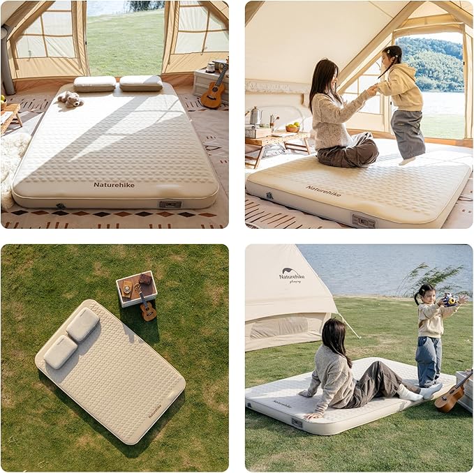 Naturehike 3.94’’ Thick Self Inflating Sleeping Pad with Built in Electric Pump, Double Foam Camping Mattress 2 Person, Camping Sleeping Pad for Tent, Car, Truck (Double)