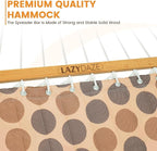 Lazy Daze Hammocks 12FT Quilted Fabric Hammock with Soft Pillow, Double 2 Person Tree Hammock with Spreader Bar for Outside Patio Poolside Backyard Beach, 450 lbs Capacity, Amber Dots