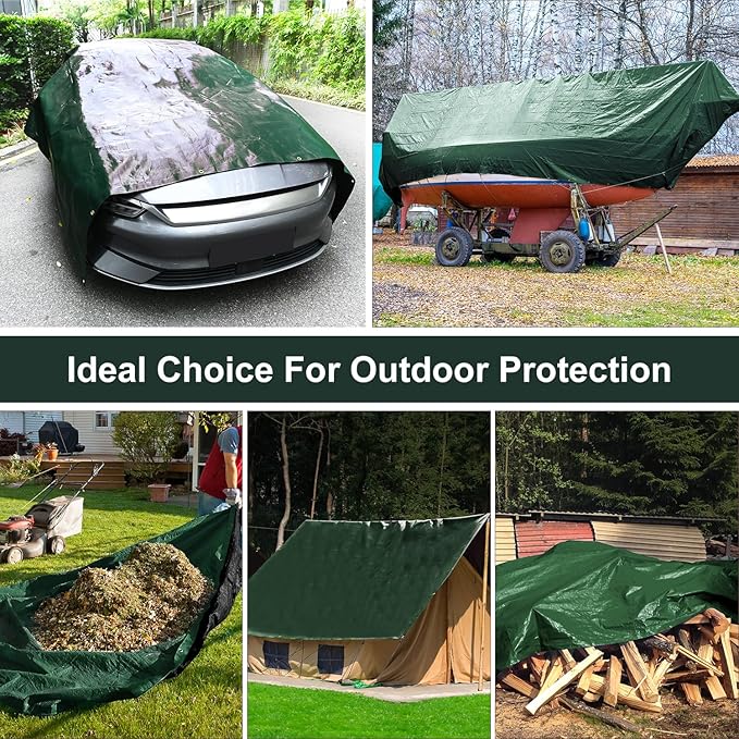Tarp 12x16 Feet, 20 Mil Large Waterproof Tarps Heavy Duty with Brass Grommets, Thick Plastic Tarp, UV Resistant Tear&Fade Resistant, Reinforced Edges for Outdoor Pool Car Camp Tent