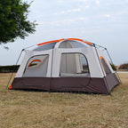KTT Large Tent 6-8-10 Person,Family Cabin Tents,2 Rooms,2 Doors and 4 Windows with Mesh,Straight Wall,Waterproof,Double Layer,Big Tents for Outdoor,Picnic,Camping,Family Gathering