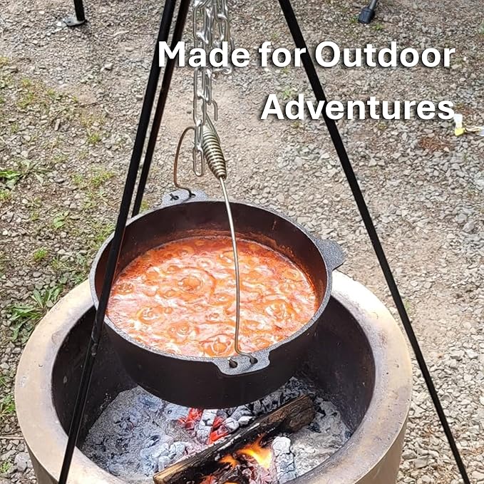 Cuisiland 48" Heavy Duty Camping Tripod Campfire Cooking Dutch Oven Tripod Adjustable Grill Tripod for Outdoor Campfire Cooking Camping, Picnic