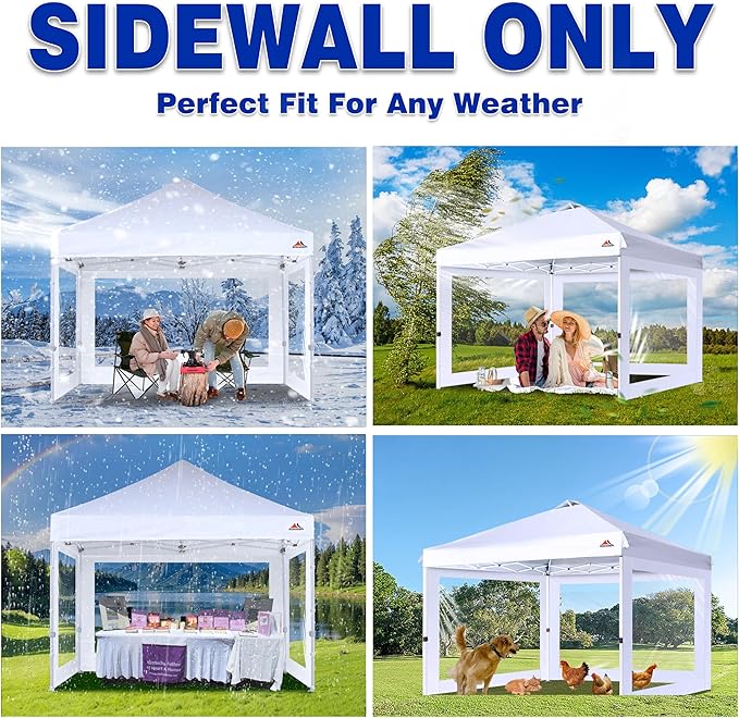 SCOCANOPY Clear Window Sidewall for 10x10 Canopy Frame, 3 Pack Sunwalls Only,(Light Khaki)