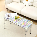 Folding Camping Table 3ft Portable Pinic Table Adjustable Height Small Card Table Aluminum Foldable Lightweight with Carry Handle for Outdoor Indoor Hiking Camp BBQ Beach (Blooming Floral)