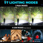 Flashlights High Lumens Rechargeable, Super Bright Led Flashlight with 7 Modes & IPX7 Waterproof, Adjustable Focus Tactical Handheld Powerful Flashlight for Home Camping Emergencies Hiking