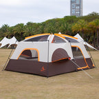 KTT Extra Large Tent 10-12-14 Person(A),Family Cabin Tents,2 Rooms,3 Doors and 3 Windows with Mesh,Straight Wall,Waterproof,Double Layer,Big Tent for Outdoor,Picnic,Camping,Family Gathering
