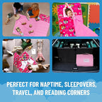 Jay Franco Kids Nap Mat with Embedded Pillow & Blanket – Soft 46"x20" Microfiber Sleeping Bag with Name Tag & Handle for School, Travel, Sleepover