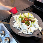 Korean Style BBQ Grill Pan for Stove Top, Camping and IH, 13" Round Griddle With Double Bottom, Non-stick Coating Frying Pan