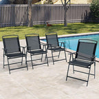 Crestlive Products Patio Folding Chairs Set of 6, Outdoor Folding Chairs with Durable Rust-Resistant Frame and Breathable Textilene Material for Outside, Black