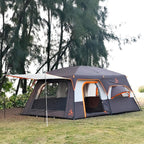 KTT Extra Large Tent 10-12-14 Person(Style-B),Family Cabin Tents,2 Rooms,3 Doors and 3 Windows with Mesh,Straight Wall,Waterproof,Double Layer,Big Tent for Outdoor,Picnic,Camping,Family Gathering