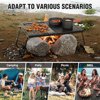 REDCAMP Folding Campfire Grill, Heavy Duty Steel Mesh Grate, 23.6" Portable Camping Grates Over Fire Pit, Campfire Cook Equipment with Legs Carrying Bag, Grilling Rack for Outdoor Open Flame Cooking