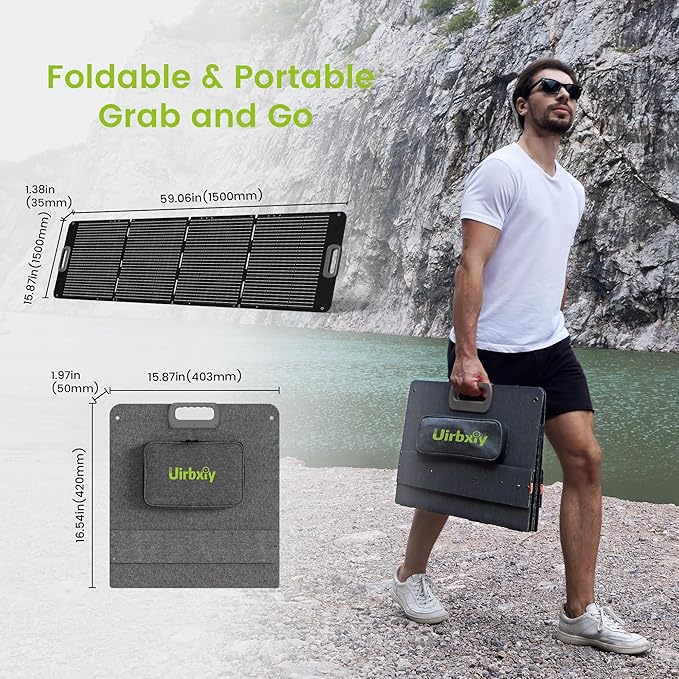 80 Watt Portable Solar Panel for Power Station, IP67 Waterproof Foldable Solar Cell Solar Charger DC5521 DC7909 XT60 Anderson DC 8mm Connector for Camping, RV, Off Grid Outdoor Essentials
