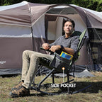 PORTAL Oversized Folding Rocking Camping Chair Portable Outdoor Rocker with High Back Hard Armrests Carry Bag, Supports 400 lbs