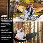 Tranquillo Combo x2 Hammocks with Stand for Outside & Tree Straps, Heavy Duty Hammock with Stand 600lbs for Indoor Outdoor Patio Backyard, x2 Hammocks for 2 Person (Combo - Yellow, Medium)