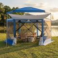COBIZI 12x12FT Pop Up Gazebo Screen Tent Screen House for Camping, Screen Room with Mosquito Netting, Hub Tent Instant Screened Canopy with Carrying Bag and Ground Stakes, Blue