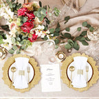 Rtteri 50 Pcs 13 Inch Charger Plates Bulk, Plastic Charger Plates with Floral Reef Design, Round Ruffled Rim Decorative Dinner Tableware for Wedding, Party, Event Table Decor(Light Gold)