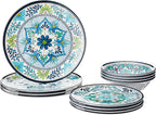 Talavera Melamine 12-Piece Dinnerware Set – Multicolored Plates and Bowls for 4, Spanish Tile-Inspired, Durable, Lightweight, Shatterproof, Dishwasher Safe, Indoor Outdoor Tableware