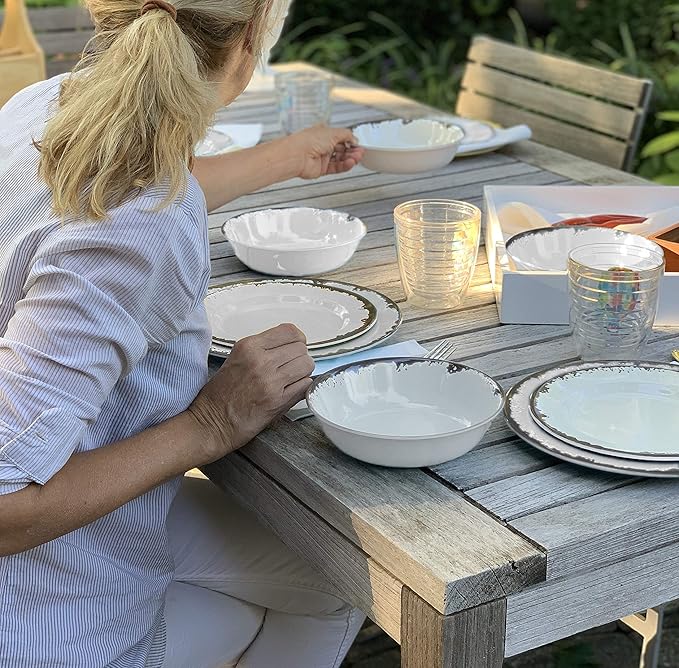 Fox Run Melamine Dinnerware Set Ivory, 10"