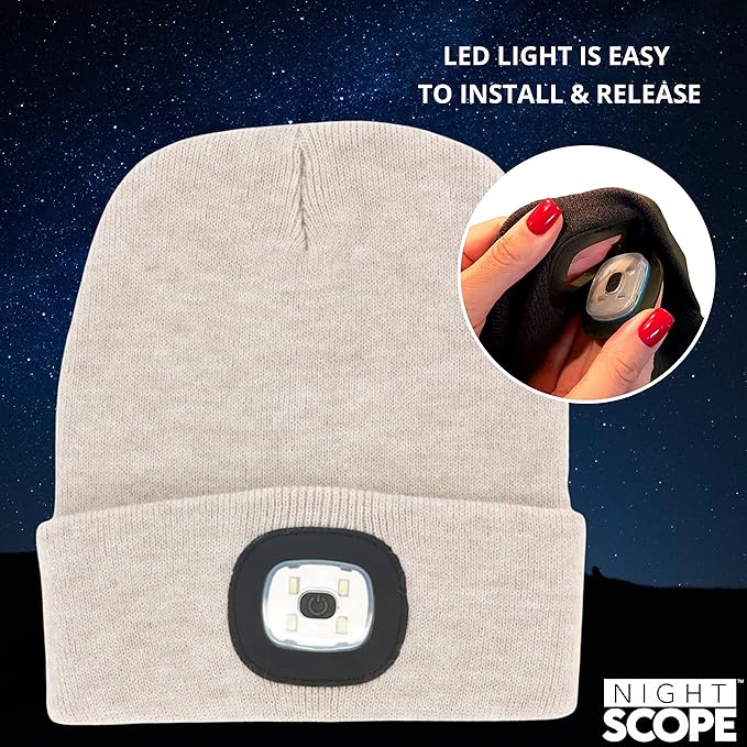 Classic Rechargeable LED Warm Knit Beanie Head Light Hat Headlamp for Outdoor Activities