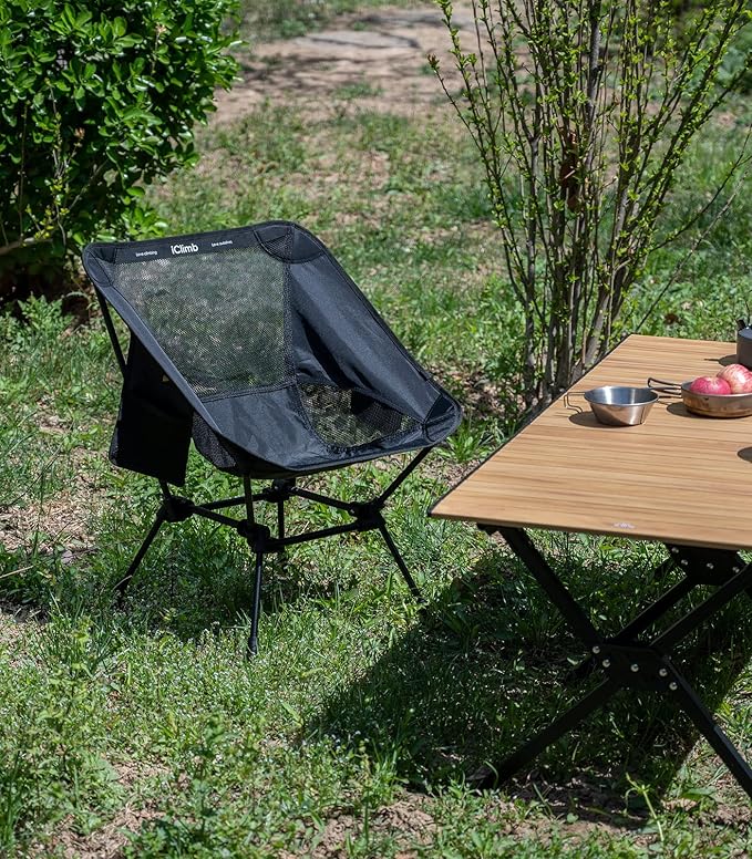 iClimb Ultralight Compact Camping Folding Beach Chair with Anti-Sinking Large Feet and Back Support Webbing (Woodland - Square Frame - 2PC)