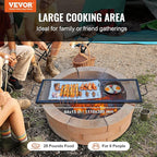 VEVOR X-Marks Fire Pit Grill Grate, Rectangle Cooking Grate, Heavy Duty Steel Campfire BBQ Grill Grid with Handle & Support X Wire, Portable Camping Cookware for Outside Party Gathering, 44 Inch Black