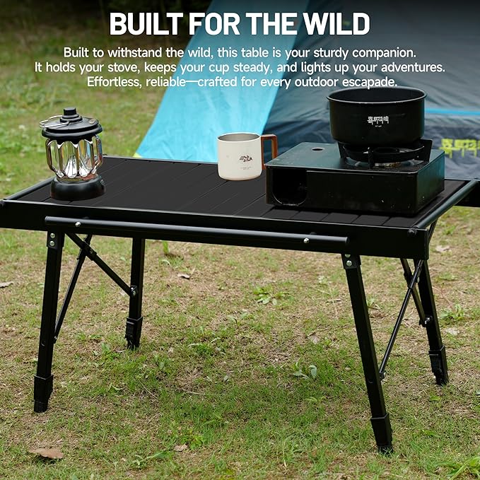 Himalaya IGT Folding Camping Table Portable, Outdoor Camp Kitchen System, Adjustable Aluminum Foldable, Ultralight Lightweight with Bag for Patio BBQ Car Picnic RV