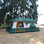 KTT Extra Large Tent 10-12-14 Person(A),Family Cabin Tents,2 Rooms,3 Doors and 3 Windows with Mesh,Straight Wall,Waterproof,Double Layer,Big Tent for Outdoor,Picnic,Camping,Family Gathering