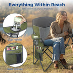 Outdoor Camping Chair 2-Pack with Mesh Back, Folding Portable Lawn Chairs with Cup Holder & Side Storage Pocket for Camping, Beach, Picnic, Fishing(Green)
