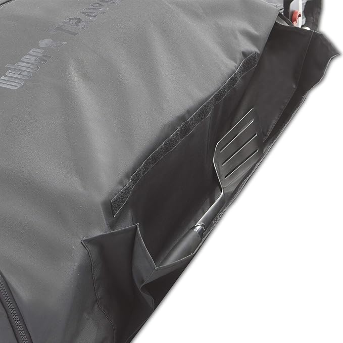Weber Traveler Cargo Protector Grill Cover, Black – Form‑Fitted Grease‑Resistant Cover with Tool Storage Pockets, Heavy-Duty & Water Resistant for Easy Transport