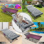 ABORON Folding Camping Cot W/Mat for Adults, Heavy Duty Outdoor Bed with Carry Bag,1200 D Layer Oxford Travel Camp Cots